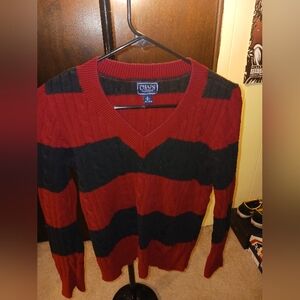 Chaps women's Red and Black Striped Sweater